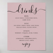 Blass staubige rosa Drehschrift Hochzeit alkoholis Poster (Vorne)