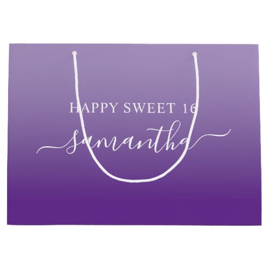 Blass to Royal Lila Elegant Script Signature Name Große Geschenktüte (Vorderseite)