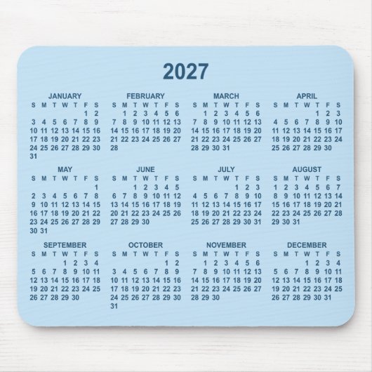 Blass- und Dunkelblauer 2027-Kalender Mousepad (Vorne)