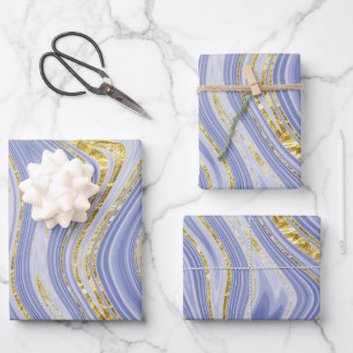 Blass und goldfarbener Marmorlook Geschenkpapier Set
