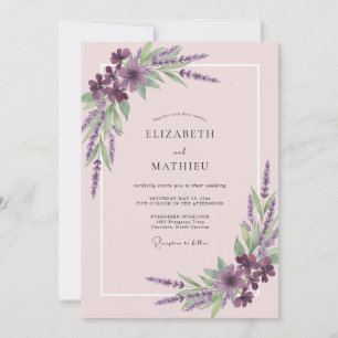 Blaßamethyst-Sprig-Eukalyptus-Hochzeit Einladung