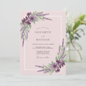Blaßamethyst-Sprig-Eukalyptus-Hochzeit Einladung (Stehend Vorderseite)