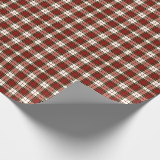 Blassbeige und Rot Kariert Geschenkpapier (Ecke)