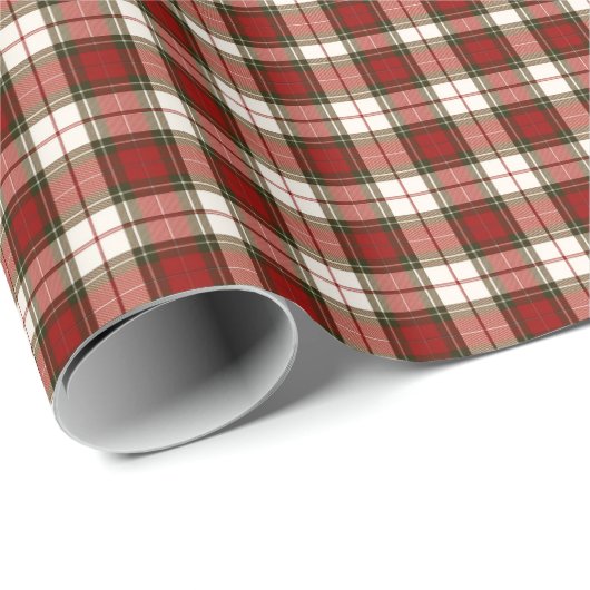 Blassbeige und Rot Kariert Geschenkpapier (Rolleneckpunkt)