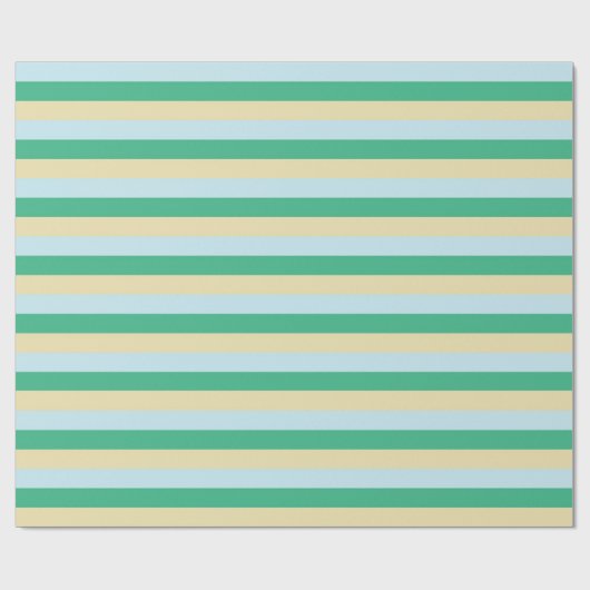 Blassblau, Aqua Green und Beige Streifen Geschenkpapier (Flach)