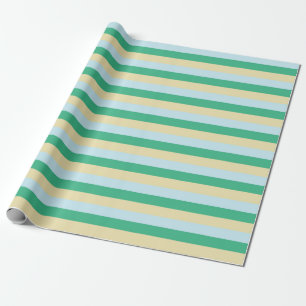 Blassblau, Aqua Green und Beige Streifen Geschenkpapier