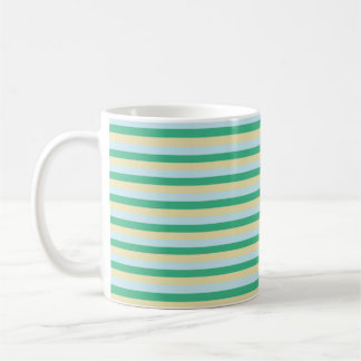Blassblau, Aqua Green und Beige Streifen Kaffeetasse