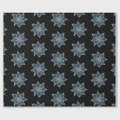 Blassblau auf schwarzem Sketchy-Blume Geschenkpapier (Flach)