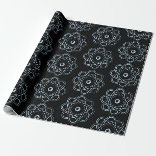 Blassblau auf schwarzen Atom-Symbolen Geschenkpapier