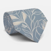 Blassblau Botanisch Floral Krawatte (Gerollt)