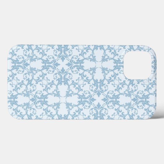 Blassblau Damask Case-Mate iPhone Hülle (Rückseite (Horizontal))