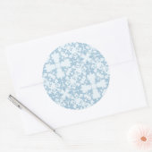Blassblau Damask Runder Aufkleber (Umschlag)