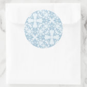 Blassblau Damask Runder Aufkleber (Tasche)