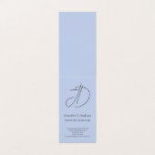 Blassblau trendy klassisches Monogramm vertikal  Visitenkarten (Außenseite Aufgefaltet)