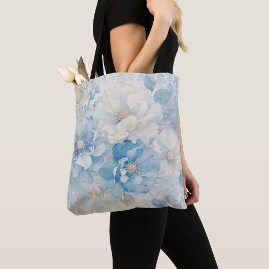 Blassblau und weiß floral tasche (Von Nahem)