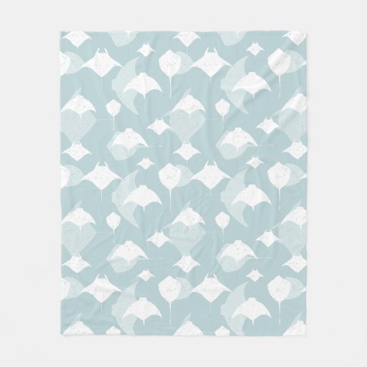 Blassblau und weiß Manta Ray und Stingray Fleecedecke (Vorderseite)