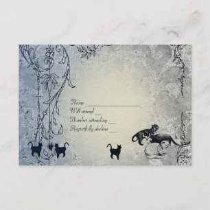 Blassblau Vintag Shabby Garden Cat UAWG mit env RSVP Karte