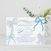 Blassblaue Bögen Sie bindet das Brautparty des Kno Einladung (Stehend Vorderseite)