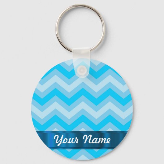Blassblaue Chevronen Schlüsselanhänger (Vorderseite)