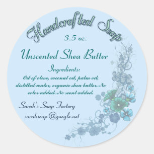 Blassblaue, florale Handwerkskraft Runder Aufkleber