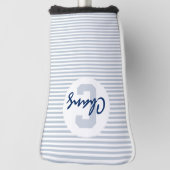 Blassblaue graue und weiße Streifen mit Monogramm Golf Headcover (Rotieren 90)