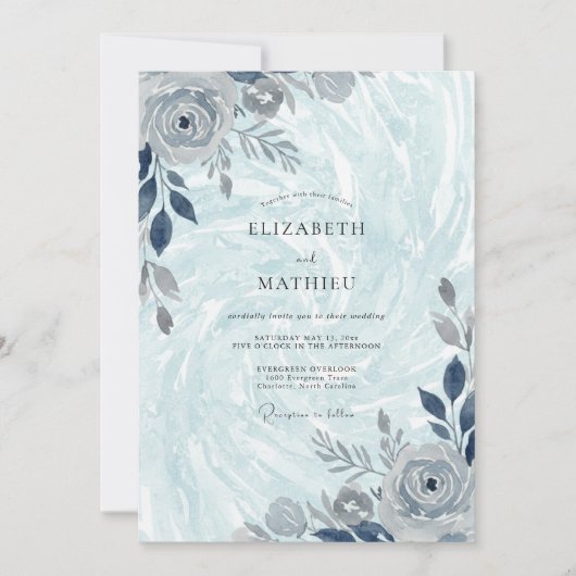 Blassblaue kristalline Winterhochzeit Einladung (Vorderseite)