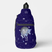 Blassblaue Märchen und Eule Starry Fantasy Art Crossbody Bag (Vorderseite)