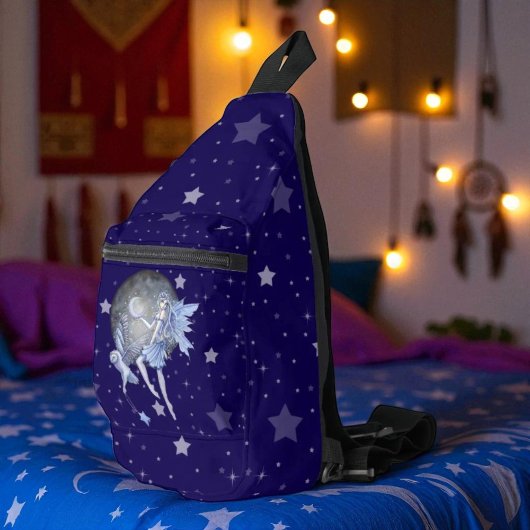 Blassblaue Märchen und Eule Starry Fantasy Art Crossbody Bag