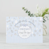 Blassblaue Pastellstreifen Whimsical Weihnachten S Ankündigung (Stehend Vorderseite)