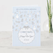 Blassblaue Pastellstreifen Whimsical Weihnachten S Einladung (Vorderseite)