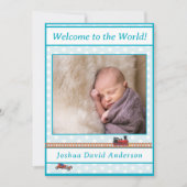 Blassblaue Polka-Dot Baby Boy Geburtsankündigung Ankündigung (Vorderseite)