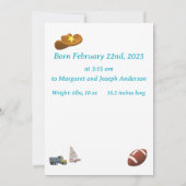 Blassblaue Polka-Dot Baby Boy Geburtsankündigung Ankündigung (Rückseite)