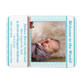 Blassblaue Polka-Dot Baby Boy Geburtsankündigung Magnet (Horizontal)