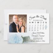 Blassblaue Rose Hochzeitskalender und Foto Save The Date (Vorderseite)