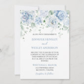 Blassblaue Rose Hydrangeas Hochzeitseinladung Einladung (Vorderseite)