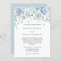 Blassblaue Rose Hydrangeas Hochzeitseinladung
