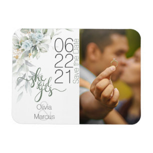 Blassblaue Rose und Foto Save the Date Magnet