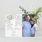 Blassblaue Rose Wasserfarben Foto Save the Date (Stehend Vorderseite)