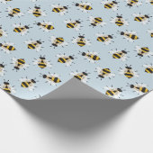 Blassblaue Rustikale BienenIllustration Geschenkpapier (Ecke)