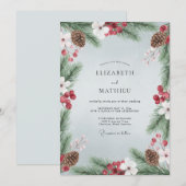 Blassblaue rustikale Winterhochzeit Einladung (Vorne/Hinten)