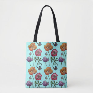 Blassblaue Shabby Poppy Tote Bag Tasche
