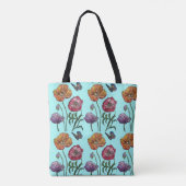Blassblaue Shabby Poppy Tote Bag Tasche (Rückseite)