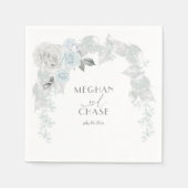 Blassblaue und weiße Rosen-Irideszierende Folies Serviette (Vorderseite)