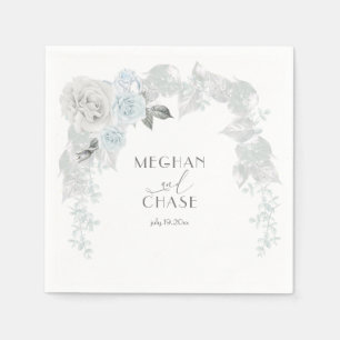 Blassblaue und weiße Rosen-Irideszierende Folies Serviette