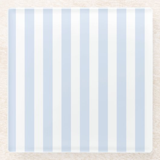 Blassblaue und weiße Streifen aus Süßigkeiten Glasuntersetzer (Vorderseite)