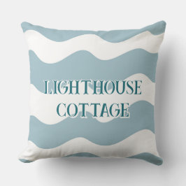 Blassblaue Waves bearbeitbarer Text Kissen