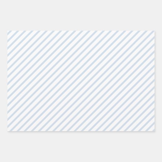 Blassblaue, weiße Streifen - Papiertücher Geschenkpapier Set (Vorderseite)