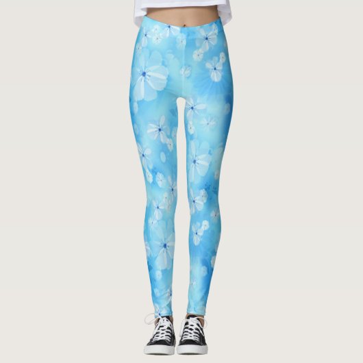 Blassblauer Himmel wiederholen - weiße Aquarellfar Leggings (Vorderseite)
