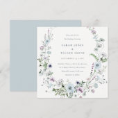 Blassblauer Lilac Wildblume Wreath Wedite Einladun Dankeskarte (Vorne/Hinten)