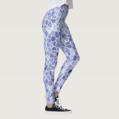 Blassblaues Cobbled Patchwork Terrazo Muster Leggings (Rechts)